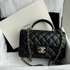 Chanel Black Mini Flap Bag with Top Handle